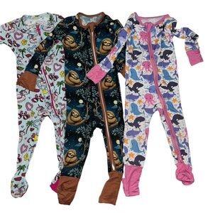 Lot of 3 Bamboo convertible Onesie Pajamas PJs!!